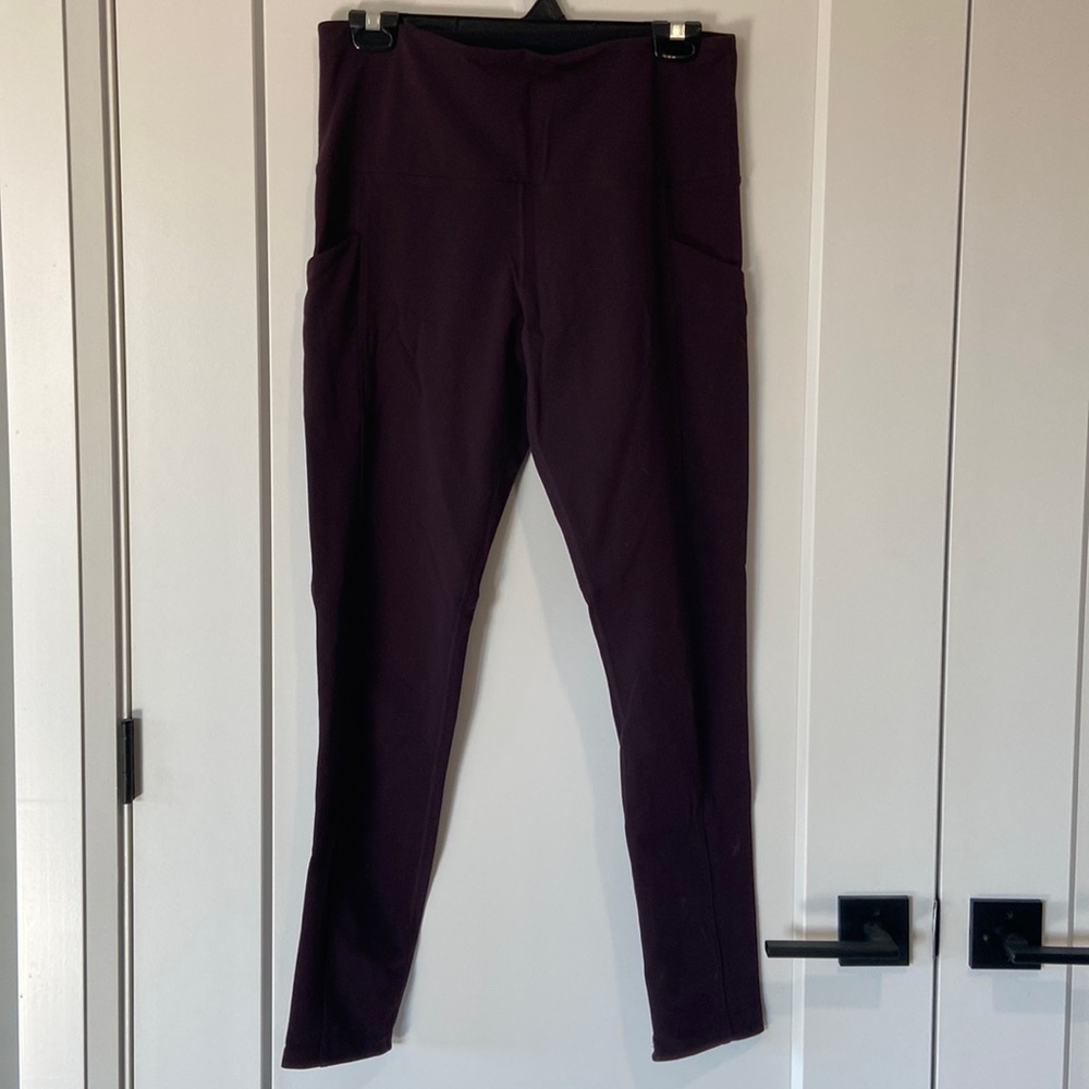 Women’s Leggings Workout Pants Tuff Athletics Burgandy Size Large Side Pockets